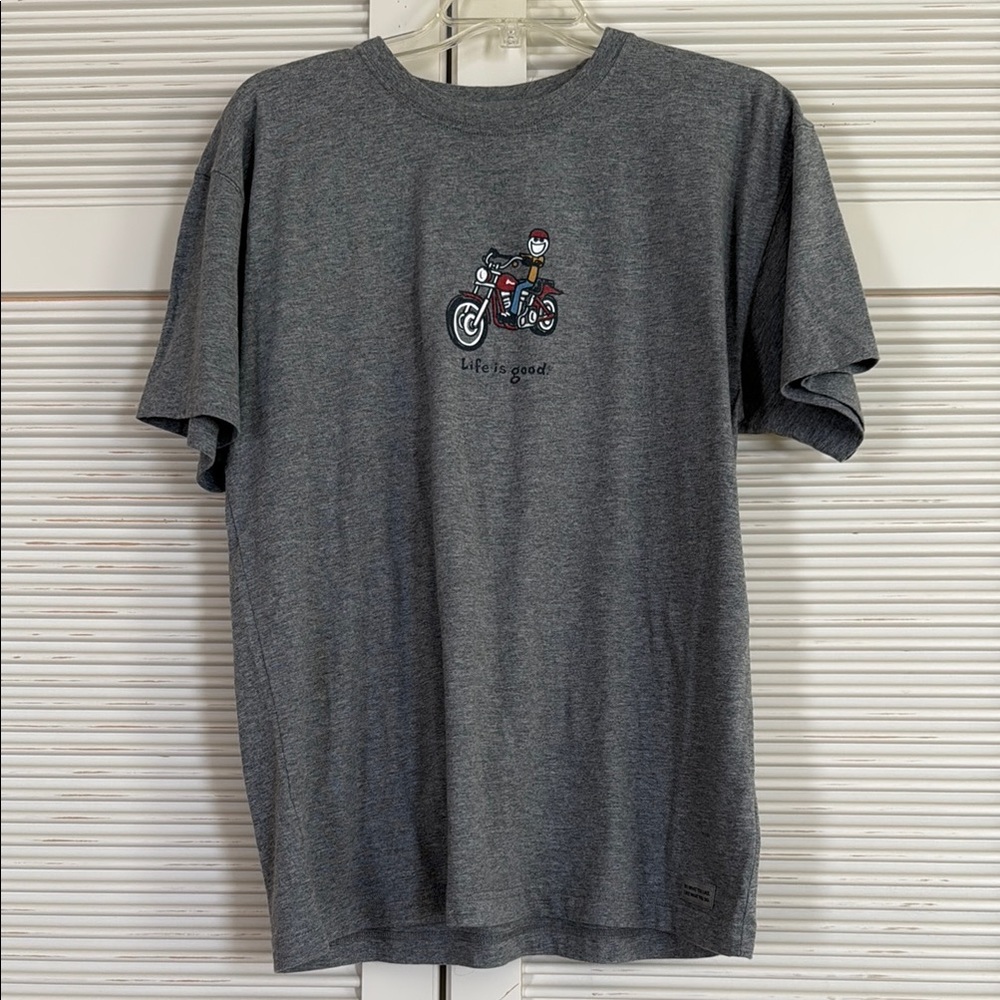 LIFE IS GOOD Short Sleeved Tee Shirt Motorcycle Graphic